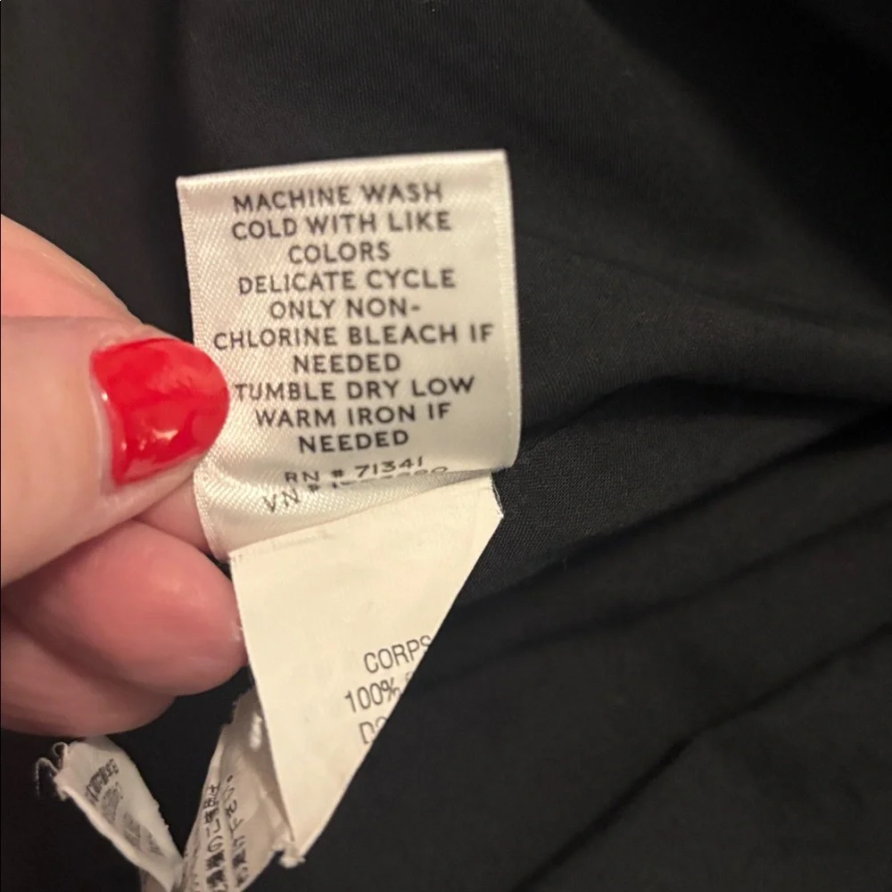 LL Bean Signature Navy Poplin Dress SZ 16 100% Cotton fit & flare lined midi - Picture 5 of 14